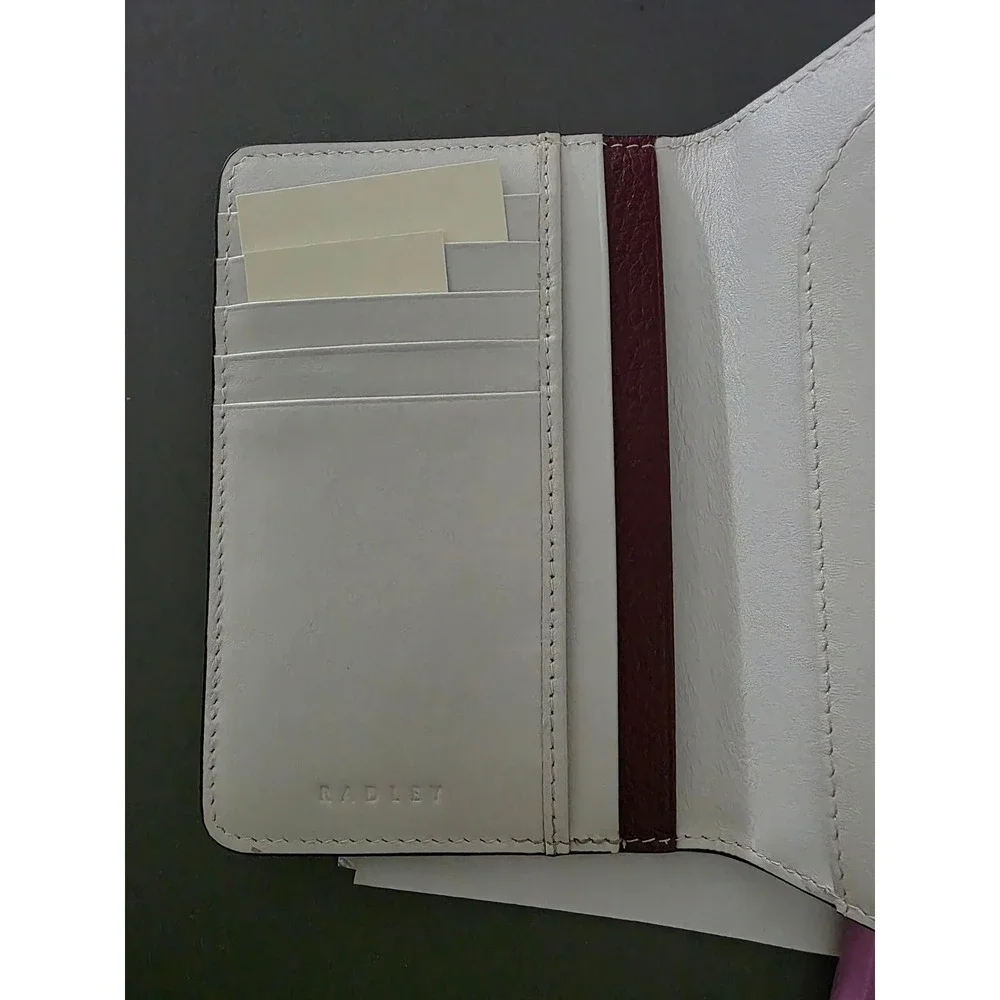 Radley London Burgundy Leather Passport Cover Holder Scottie Dog Travel Wallet